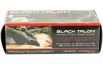 North American Rescue NAR GLOVES BLACK NITRILE MED 50 PAIR